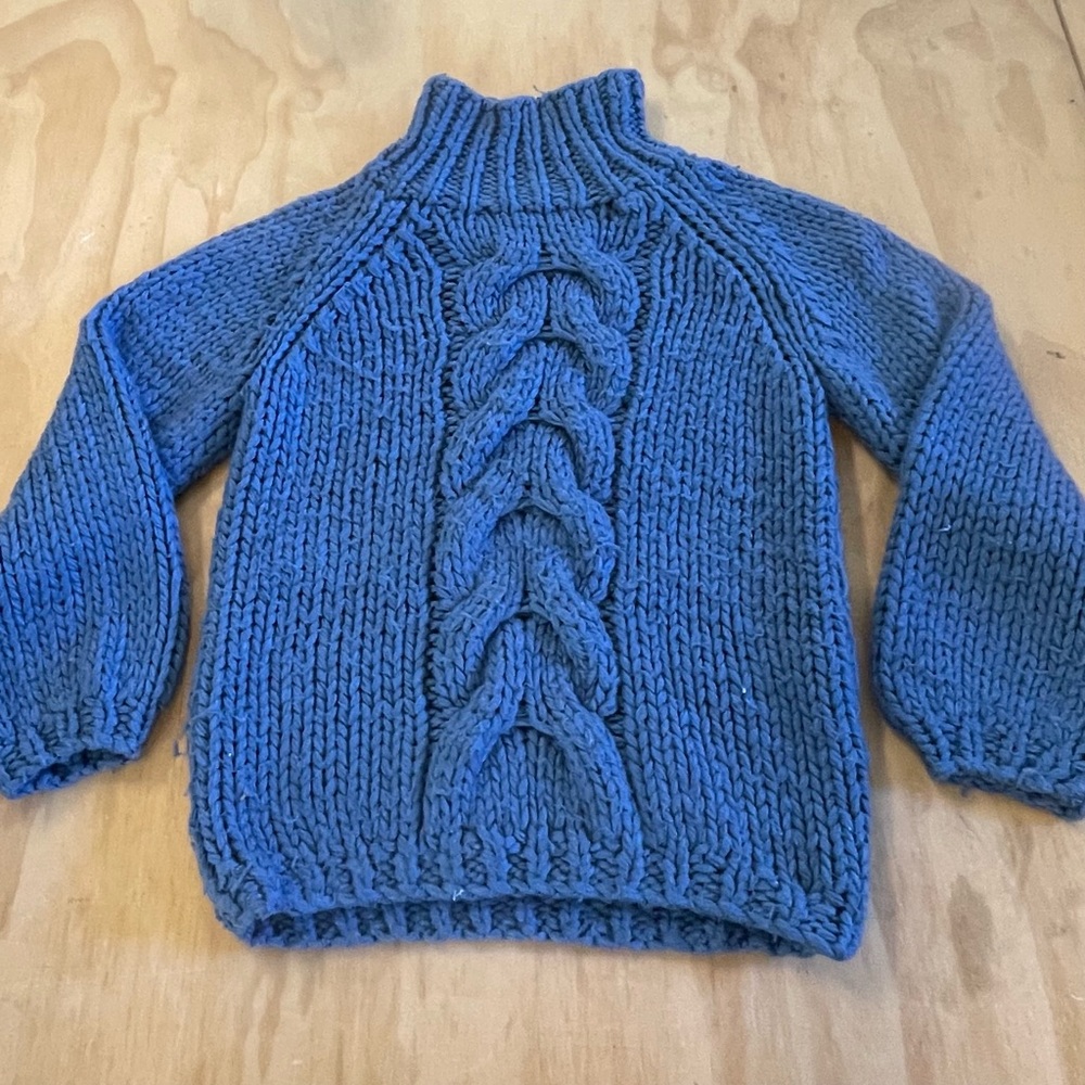 Chunky Blue Cable Knit Sweater